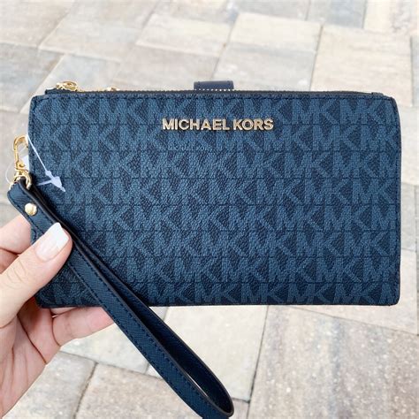 michael michael kors signature jet set double zip wristlet|mk double zip wallet.